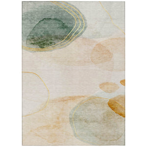 HomeRoots 5' Beige and Green Abstract Area Rug - Stylish, Durable, Washable Design for Indoor and Outdoor Use 10' X 14' 562145