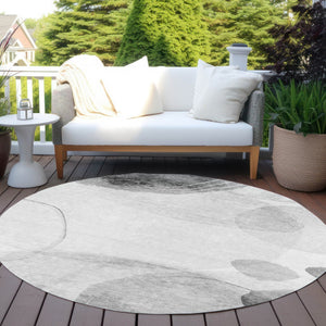 HomeRoots 5' Beige and Green Abstract Area Rug - Stylish, Durable, Washable Design for Indoor and Outdoor Use 8' Round 562151