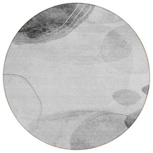 HomeRoots 5' Beige and Green Abstract Area Rug - Stylish, Durable, Washable Design for Indoor and Outdoor Use 8' Round 562151