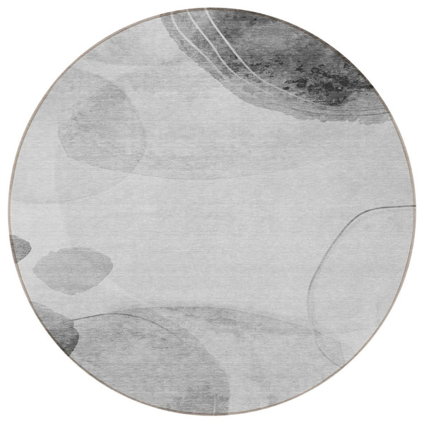 HomeRoots 5' Beige and Green Abstract Area Rug - Stylish, Durable, Washable Design for Indoor and Outdoor Use 8' Round 562151