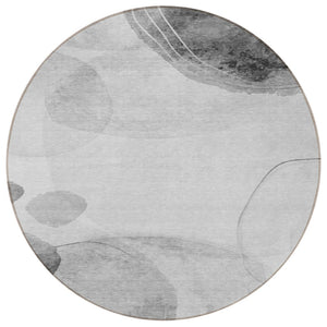 HomeRoots 5' Beige and Green Abstract Area Rug - Stylish, Durable, Washable Design for Indoor and Outdoor Use 8' Round 562151