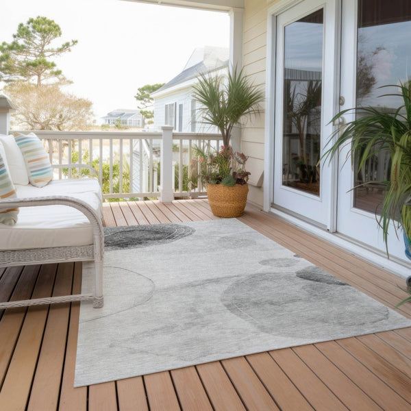 HomeRoots 5' Beige and Green Abstract Area Rug - Stylish, Durable, Washable Design for Indoor and Outdoor Use 9' X 12' 562153