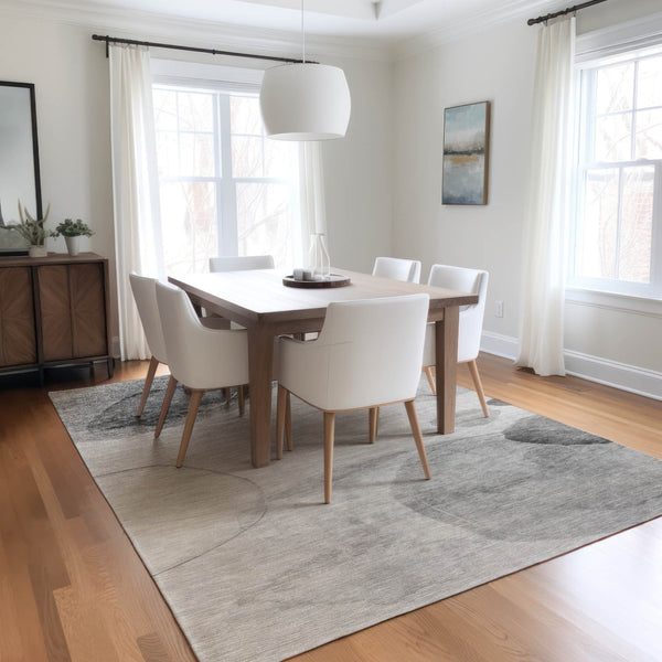 HomeRoots 5' Beige and Green Abstract Area Rug - Stylish, Durable, Washable Design for Indoor and Outdoor Use 9' X 12' 562153
