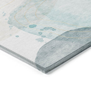 HomeRoots 5' Beige and Blue Abstract Area Rug – Stylish, Washable, Indoor-Outdoor Design for High-Traffic Spaces 8' X 10' 562161