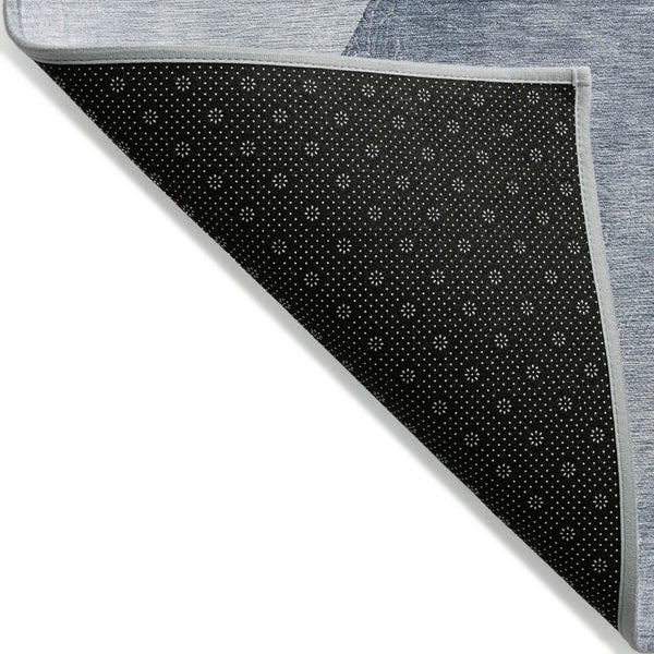 HomeRoots 5' Modern Abstract Gray and Black Washable Non-Skid Area Rug for Indoor and Outdoor Use, 60" x 90" 8' Round 562169