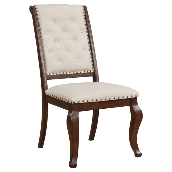 English Elm Traditional Tufted Dining Chair Set of 2 with Nailhead Trim, Upholstered Comfort and Antique Java Finish Brown,Cream 44.3 L x 21.46 W x 16.34 H B011P311399