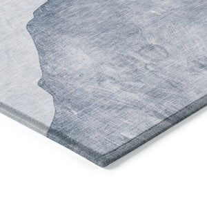 HomeRoots 5' Modern Abstract Gray and Black Washable Non-Skid Area Rug for Indoor and Outdoor Use, 60" x 90" Blue 562170