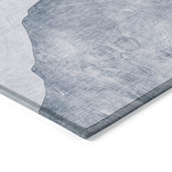 HomeRoots 5' Modern Abstract Gray and Black Washable Non-Skid Area Rug for Indoor and Outdoor Use, 60" x 90" Blue 562170