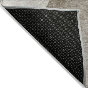 HomeRoots 5' Modern Abstract Gray and Black Washable Non-Skid Area Rug for Indoor and Outdoor Use, 60" x 90" 9' X 12' 562180