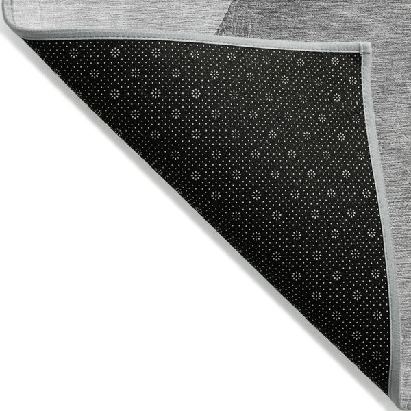 HomeRoots 5' Modern Abstract Gray and Black Washable Non-Skid Area Rug for Indoor and Outdoor Use, 60" x 90" 8' X 10' 562188