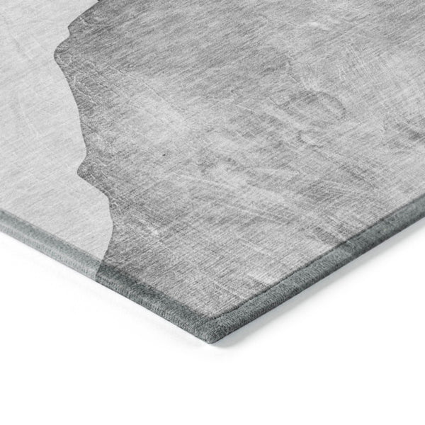 HomeRoots 5' Modern Abstract Gray and Black Washable Non-Skid Area Rug for Indoor and Outdoor Use, 60" x 90" 8' X 10' 562188
