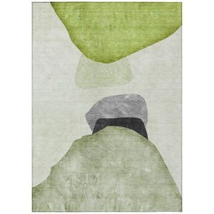 Homeroots 3' X 5' Green Black And Gray Abstract Washable Non Skid Indoor Outdoor Area Rug Green Polyester 562194