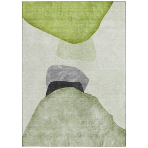 Homeroots 5' X 8' Green Black And Gray Abstract Washable Non Skid Indoor Outdoor Area Rug Green Polyester 562195
