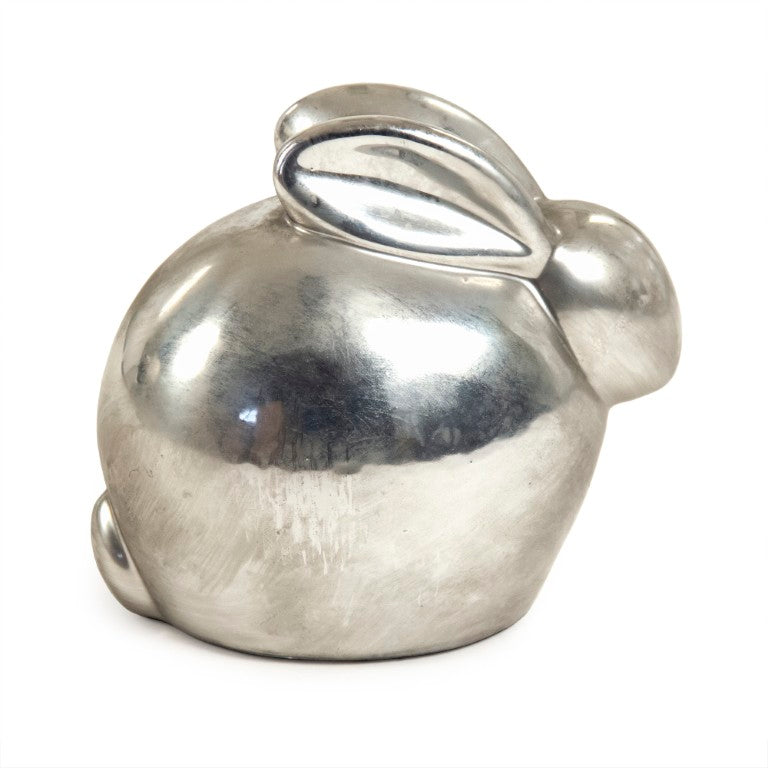 Zentique Decorative Metallic Rabbit Stoneware Sculpture - Sleek Textured Glaze, 9.5" H Accent for Mantel 5621L A840