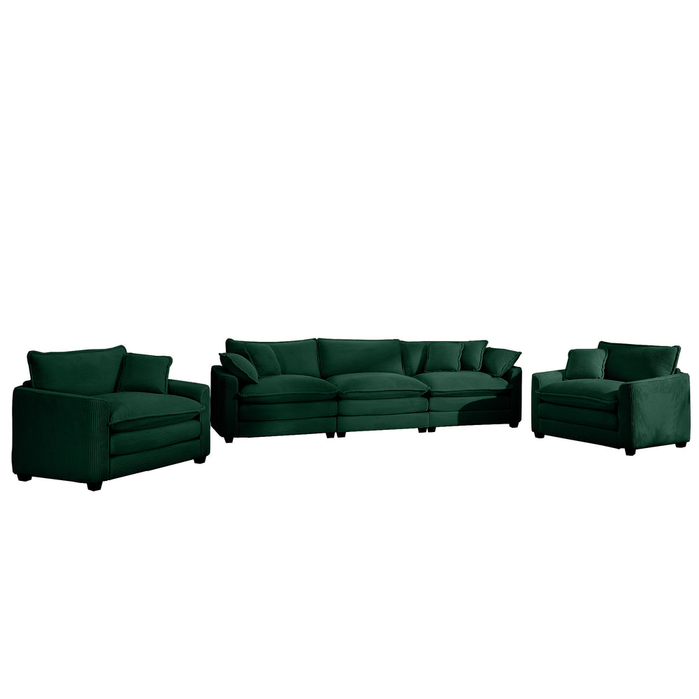 English Elm Luxurious Corduroy Sofa Set: Elegant 3-Seater & 2 Single Sofas For Stylish Living Rooms & Clubs W714S00806