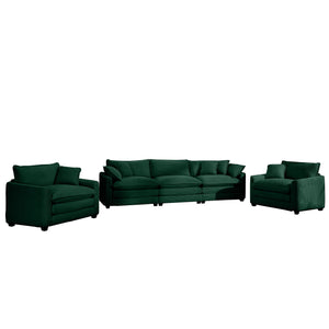 English Elm Luxurious Corduroy Sofa Set: Elegant 3-Seater & 2 Single Sofas For Stylish Living Rooms & Clubs W714S00806