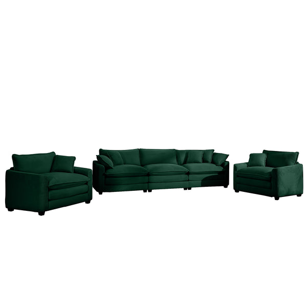 English Elm Luxurious Corduroy Sofa Set: Elegant 3-Seater & 2 Single Sofas For Stylish Living Rooms & Clubs W714S00806