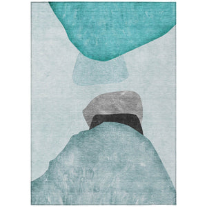 HomeRoots 5' Modern Abstract Gray and Black Washable Non-Skid Area Rug for Indoor and Outdoor Use, 60" x 90" 5' X 8' 562204