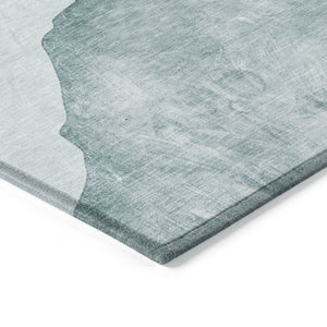 Homeroots 10' X 14' Ivory Teal And Gray Abstract Washable Non Skid Indoor Outdoor Area Rug Teal Polyester 562208
