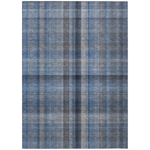 HomeRoots 5' Blue Plaid Washable Area Rug - Stylish, Non-Skid Design for Indoor and Outdoor Living Spaces 5' X 8' 562213