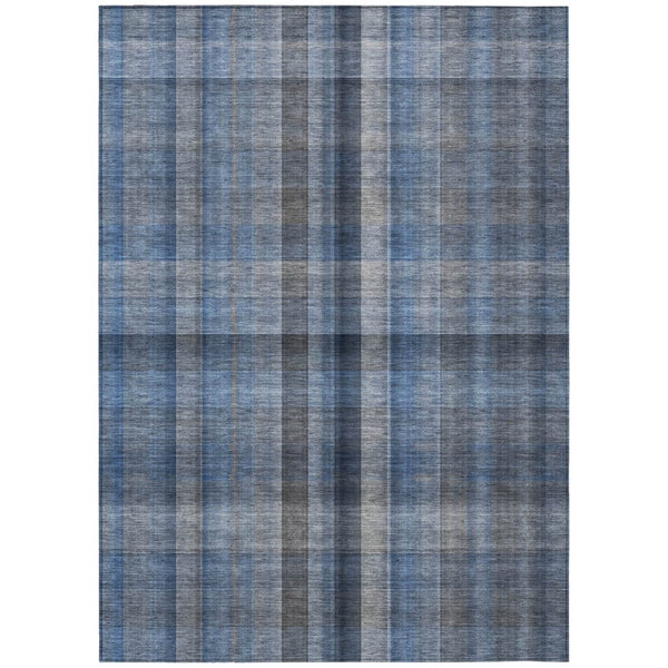 HomeRoots 5' Blue Plaid Washable Area Rug - Stylish, Non-Skid Design for Indoor and Outdoor Living Spaces 8' X 10' 562215