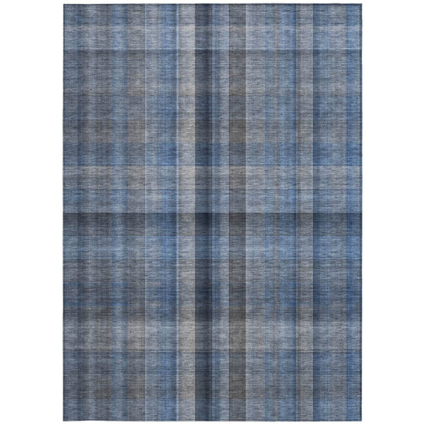 HomeRoots 5' Blue Plaid Washable Area Rug - Stylish, Non-Skid Design for Indoor and Outdoor Living Spaces 10' X 14' 562217