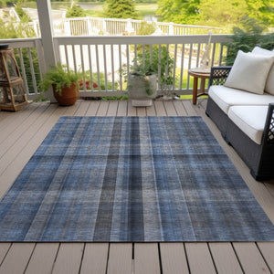 HomeRoots 5' Blue Plaid Washable Area Rug - Stylish, Non-Skid Design for Indoor and Outdoor Living Spaces 10' X 14' 562217