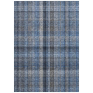 HomeRoots 5' Blue Plaid Washable Area Rug - Stylish, Non-Skid Design for Indoor and Outdoor Living Spaces 10' X 14' 562217