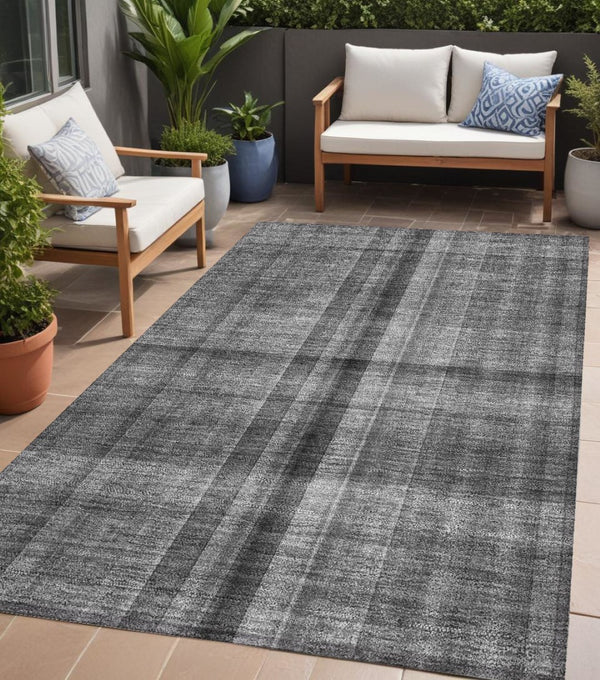 HomeRoots 5' Blue Plaid Washable Area Rug - Stylish, Non-Skid Design for Indoor and Outdoor Living Spaces 5' X 8' 562222