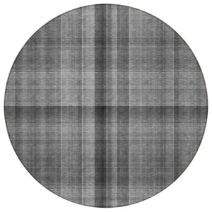HomeRoots 5' Blue Plaid Washable Area Rug - Stylish, Non-Skid Design for Indoor and Outdoor Living Spaces 8' Round 562223