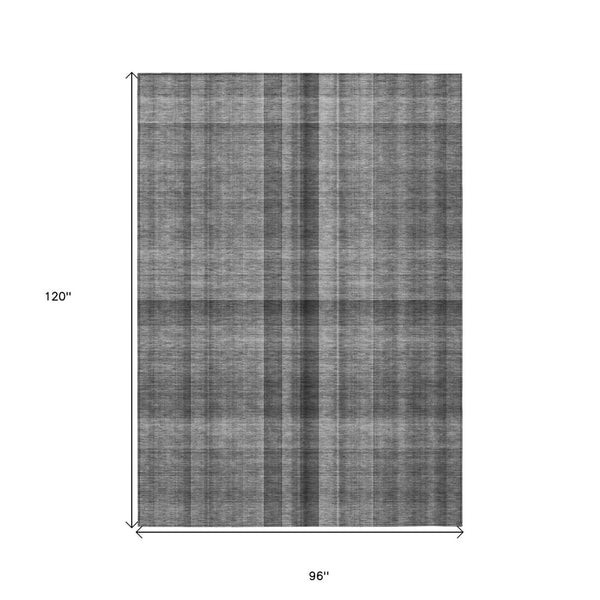 HomeRoots 5' Blue Plaid Washable Area Rug - Stylish, Non-Skid Design for Indoor and Outdoor Living Spaces 8' X 10' 562224