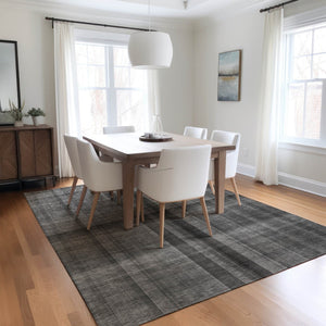 HomeRoots 5' Blue Plaid Washable Area Rug - Stylish, Non-Skid Design for Indoor and Outdoor Living Spaces 8' X 10' 562224