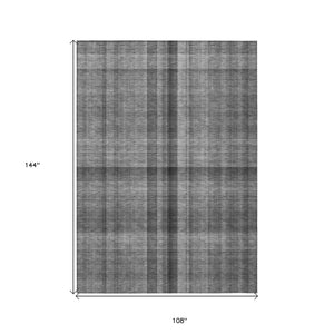 HomeRoots 5' Blue Plaid Washable Area Rug - Stylish, Non-Skid Design for Indoor and Outdoor Living Spaces 9' X 12' 562225