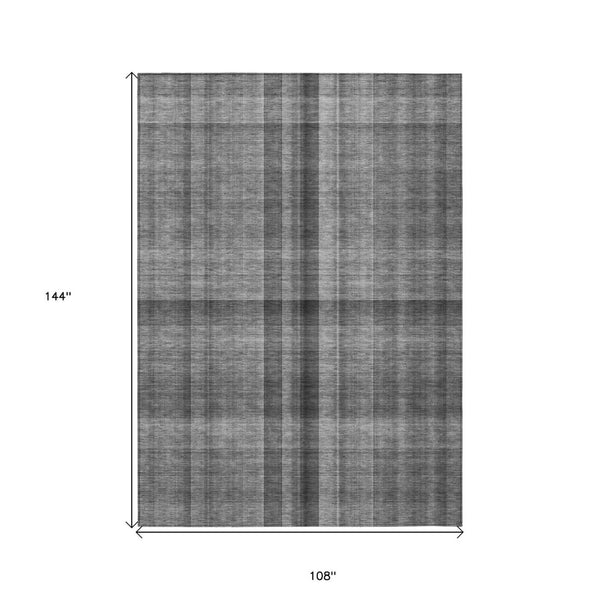 HomeRoots 5' Blue Plaid Washable Area Rug - Stylish, Non-Skid Design for Indoor and Outdoor Living Spaces 9' X 12' 562225