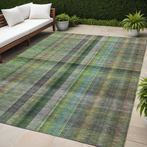 HomeRoots 5' Blue Plaid Washable Area Rug - Stylish, Non-Skid Design for Indoor and Outdoor Living Spaces 5' X 8' 562231