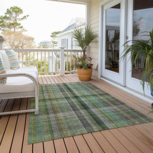 HomeRoots 5' Blue Plaid Washable Area Rug - Stylish, Non-Skid Design for Indoor and Outdoor Living Spaces 5' X 8' 562231