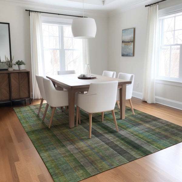 HomeRoots 5' Blue Plaid Washable Area Rug - Stylish, Non-Skid Design for Indoor and Outdoor Living Spaces 5' X 8' 562231