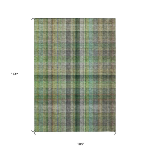 HomeRoots 5' Blue Plaid Washable Area Rug - Stylish, Non-Skid Design for Indoor and Outdoor Living Spaces 9' X 12' 562234
