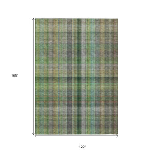 HomeRoots 5' Blue Plaid Washable Area Rug - Stylish, Non-Skid Design for Indoor and Outdoor Living Spaces 10' X 14' 562235