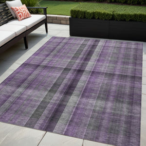 HomeRoots 5' Blue Plaid Washable Area Rug - Stylish, Non-Skid Design for Indoor and Outdoor Living Spaces 5' X 8' 562240