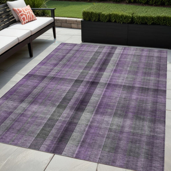 HomeRoots 5' Blue Plaid Washable Area Rug - Stylish, Non-Skid Design for Indoor and Outdoor Living Spaces 5' X 8' 562240