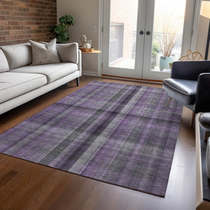 HomeRoots 5' Blue Plaid Washable Area Rug - Stylish, Non-Skid Design for Indoor and Outdoor Living Spaces 5' X 8' 562240