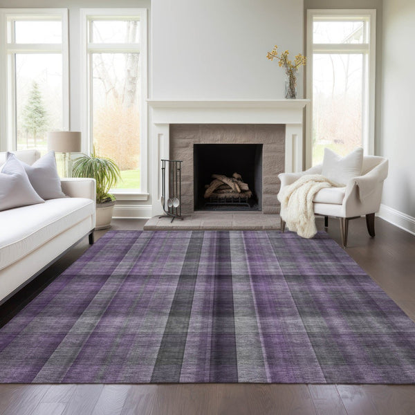 HomeRoots 5' Blue Plaid Washable Area Rug - Stylish, Non-Skid Design for Indoor and Outdoor Living Spaces 5' X 8' 562240