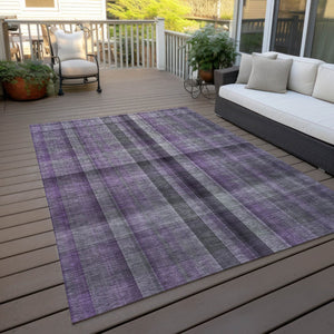 HomeRoots 5' Blue Plaid Washable Area Rug - Stylish, Non-Skid Design for Indoor and Outdoor Living Spaces 5' X 8' 562240