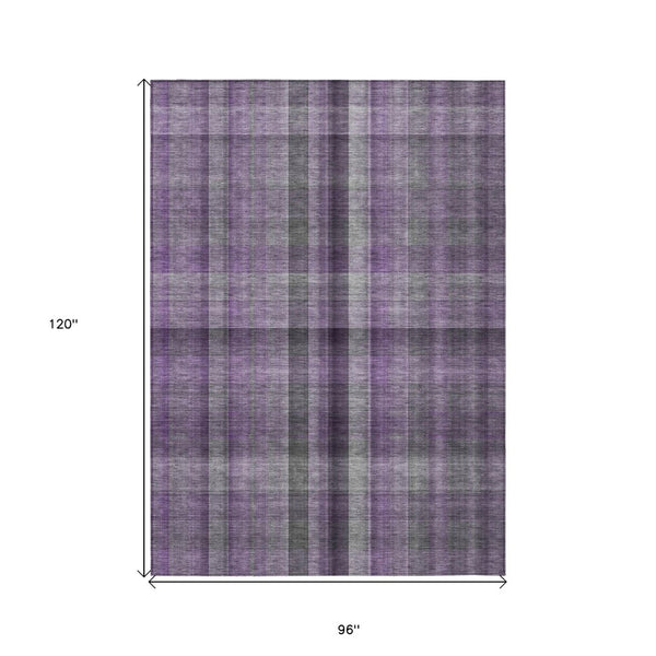 HomeRoots 5' Blue Plaid Washable Area Rug - Stylish, Non-Skid Design for Indoor and Outdoor Living Spaces 8' X 10' 562242