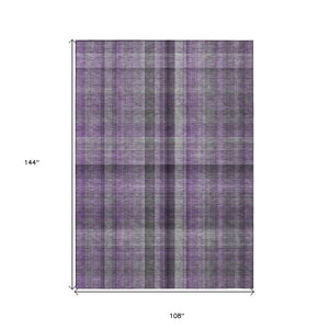 HomeRoots 5' Blue Plaid Washable Area Rug - Stylish, Non-Skid Design for Indoor and Outdoor Living Spaces 9' X 12' 562243