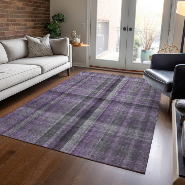 HomeRoots 5' Blue Plaid Washable Area Rug - Stylish, Non-Skid Design for Indoor and Outdoor Living Spaces 9' X 12' 562243