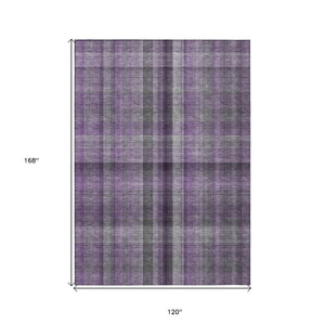 HomeRoots 5' Blue Plaid Washable Area Rug - Stylish, Non-Skid Design for Indoor and Outdoor Living Spaces 10' X 14' 562244