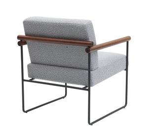 English Elm Modern Boucle Accent Armchair - Stylish Gray Upholstered Lounge Chair For Cozy Living Spaces T3903P372605