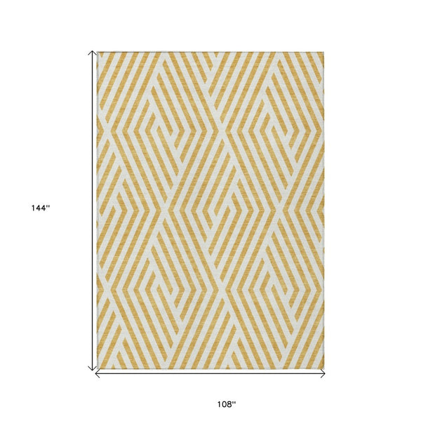 HomeRoots 5' Black and White Geometric Washable Area Rug - Stylish Non-Skid Design for Indoor & Outdoor Use 9' X 12' 562279